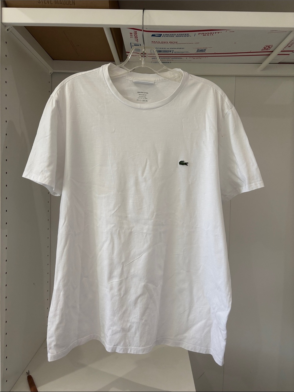 Lacoste White Crew Neck T-Shirt with Green Crocodile Logo